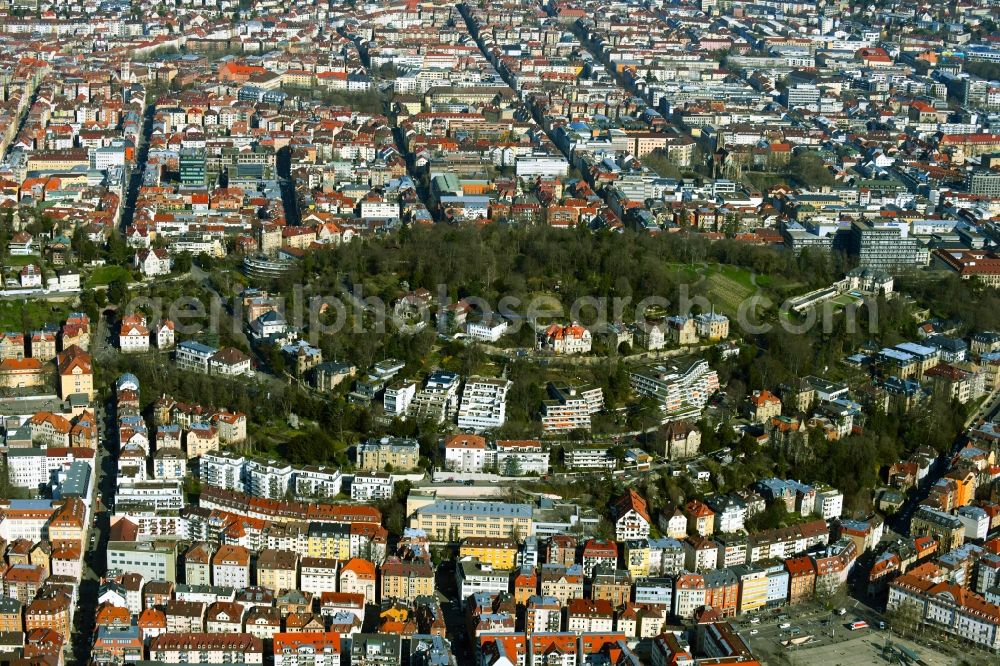Aerial photograph Stuttgart - District in the city in the district Karlshoehe in Stuttgart in the state Baden-Wurttemberg, Germany