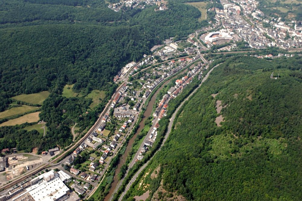 Aerial photograph Kirn - Cityscape of Kirn in Rhineland-Palatinate. Kirn is located on the river Nahe in the district of Bad Kreuznach in Rhineland-Palatinate. Kirn is the seat of the collective municipality Kirn-Land