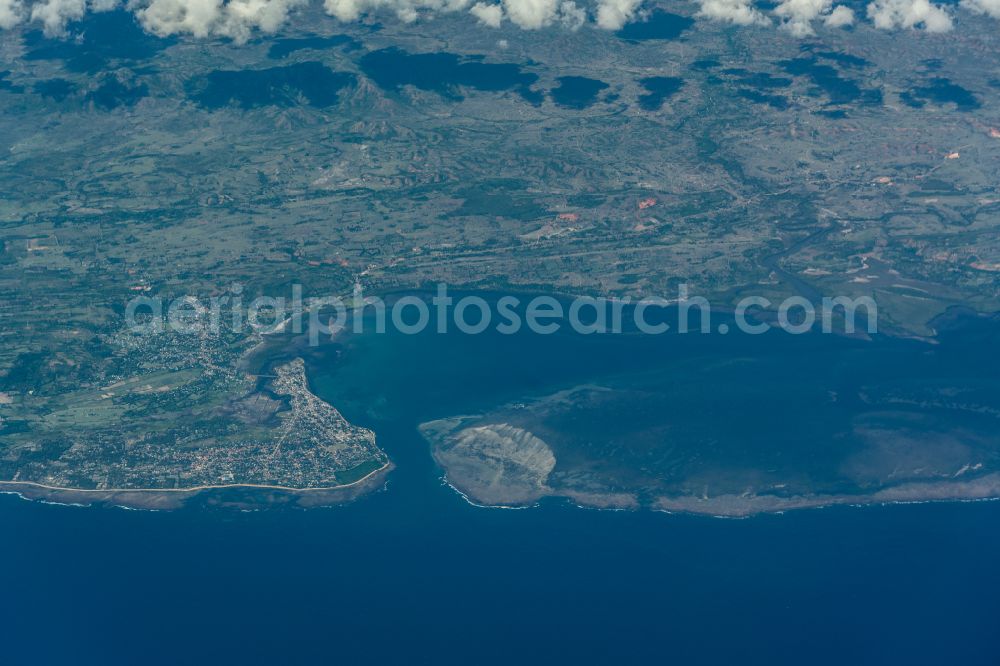 Aerial image Vohemar - City view on sea coastline Indian Ocean in Vohemar in Sava, Madagascar