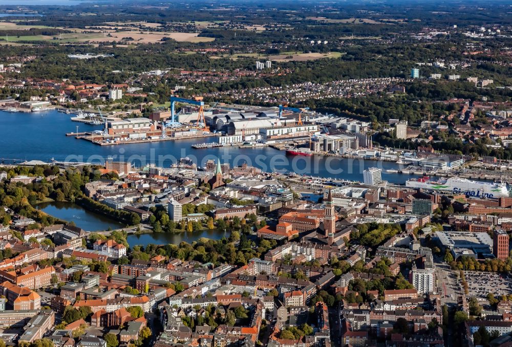 Aerial photograph Kiel - City view on sea coastline of Kieler Foerde in Kiel in the state Schleswig-Holstein, Germany