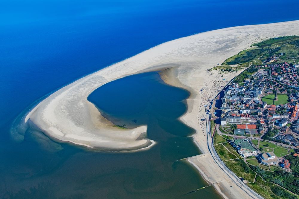 Borkum from above - City view on sea coastline of North Sea in Borkum in the state Lower Saxony, Germany