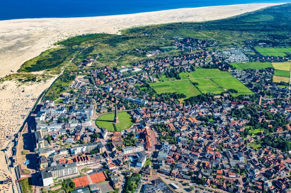 Borkum from above - City view on sea coastline of North Sea in Borkum in the state Lower Saxony, Germany