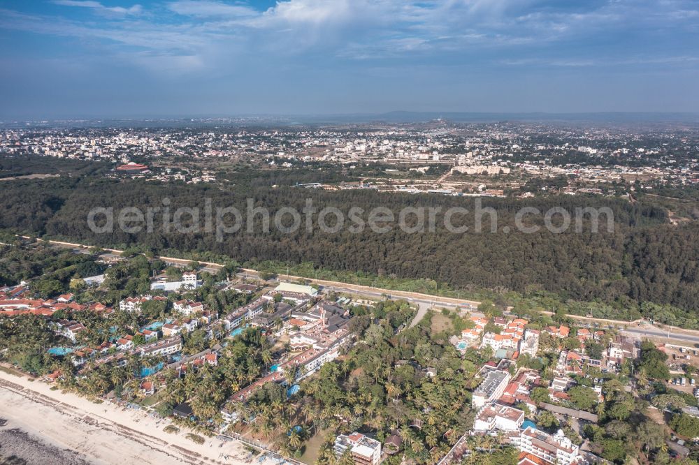 Mombasa from above - City view on sea coastline Nyali in the district Bamburi in Mombasa in Mombasa County, Kenya