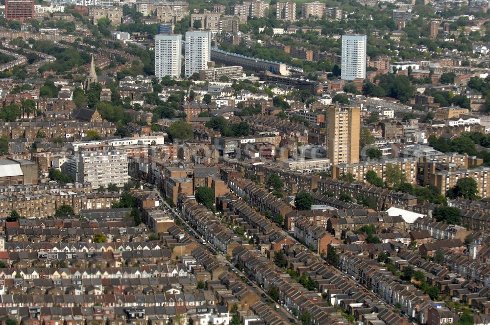 London from the bird's eye view: LONDON 20/06/2012 by the London cityscape row-house residential neighborhood in Stonebridge. The typical British house's series settlements emerged in the 70s