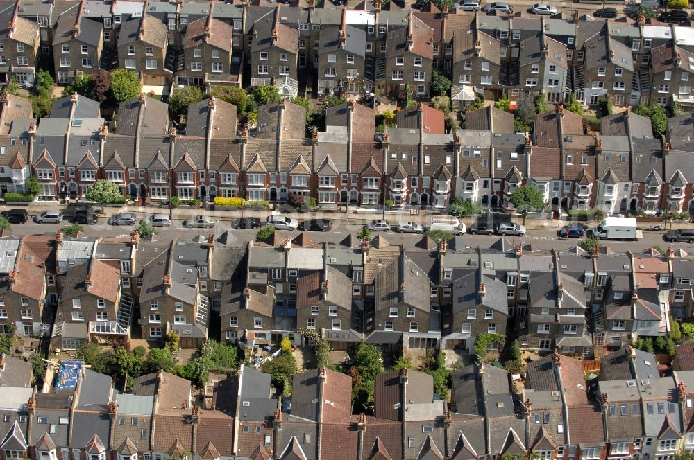 London from the bird's eye view: 20/06/2012 LONDON city view from London on Wimbledon Park residential area, the typical British home series between settlements arose at the Merton Rd, Brookwood Rd, Revelstoke Road in the 70s