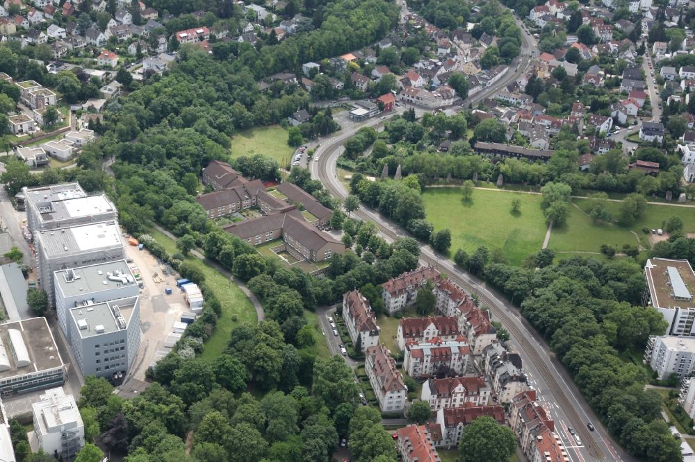 Mainz from above - District of Oberstadt in the city in Mainz in the state Rhineland-Palatinate, Germany, At the left of the center of the picture is the psychiatric clinic and polyclinic of the Johannes Gutenberg University Mainz