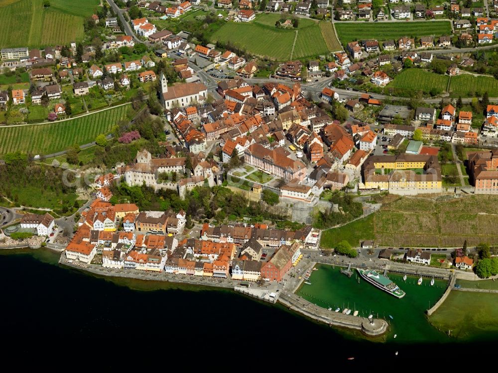 Aerial image Meersburg - City view from the center of Meersburg in Baden-Württemberg