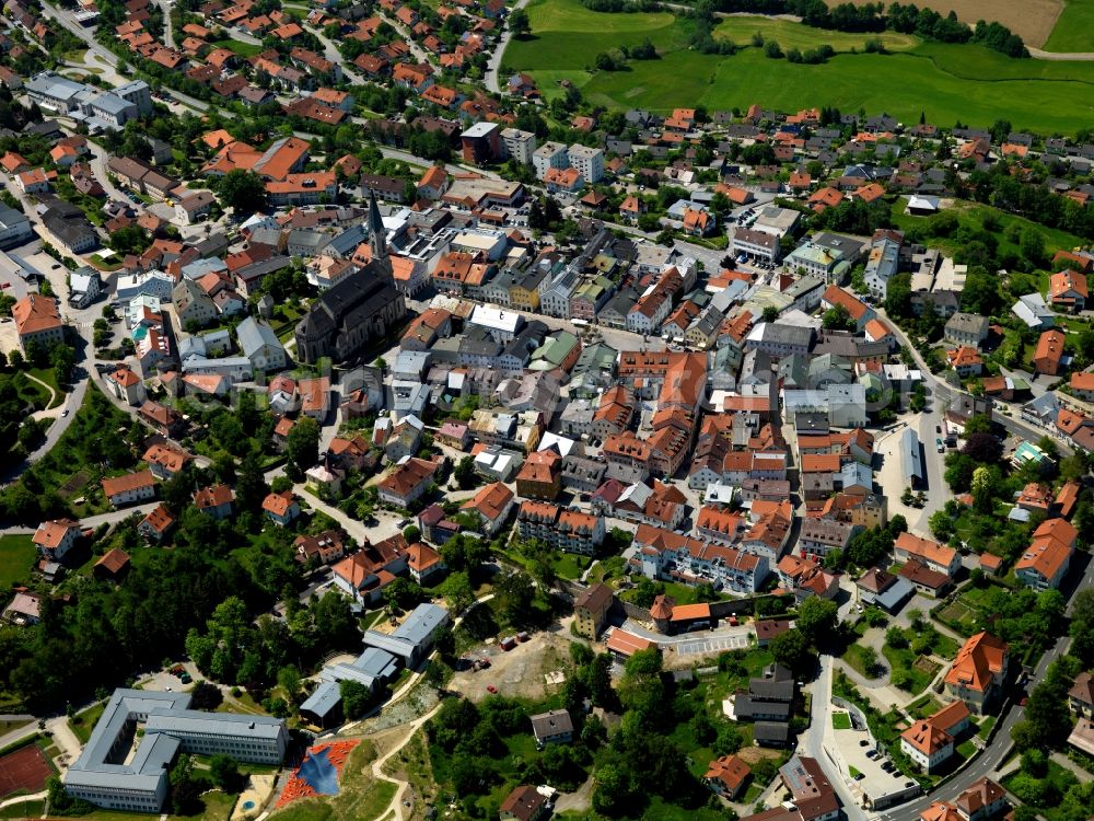 Aerial image Waldkirchen - City view from the center of Waldkirchen in Bavaria