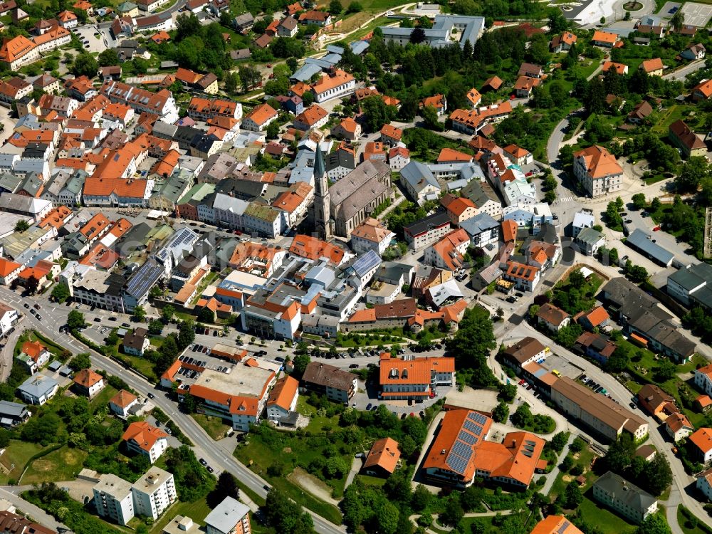 Aerial photograph Waldkirchen - City view from the center of Waldkirchen in Bavaria