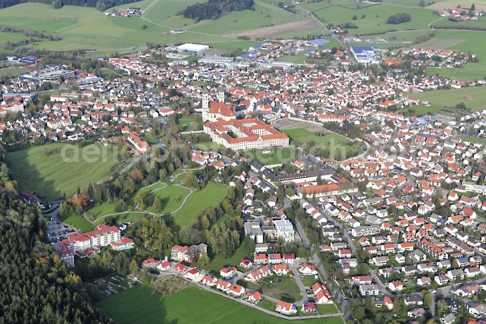 Aerial image Ottobeuren - Cityscape with the Benedictine monastery of Ottobeuren in Bavaria