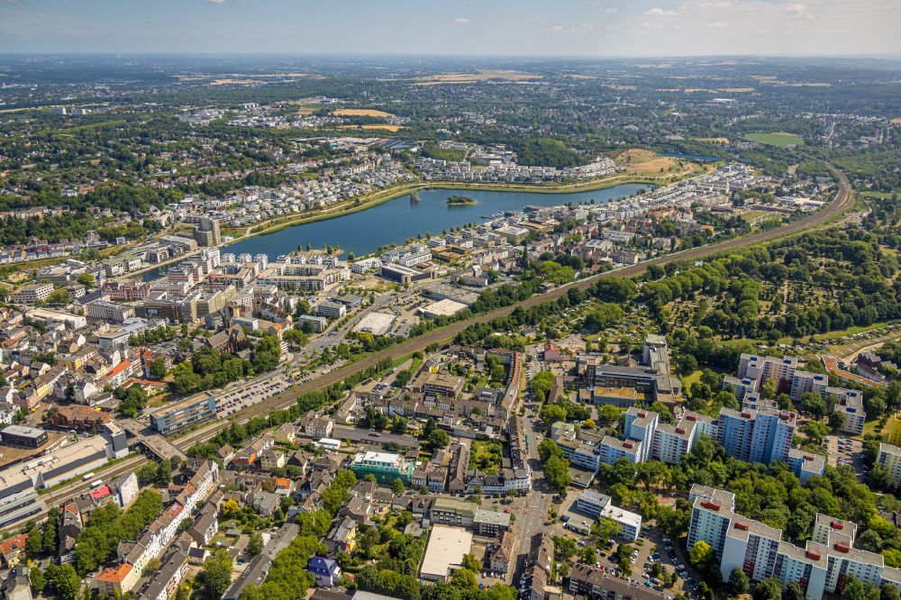 Dortmund from the bird's eye view: City view in the urban area with PHOENIX See in the district Hoerde in Dortmund in the Ruhr area in the state North Rhine-Westphalia, Germany