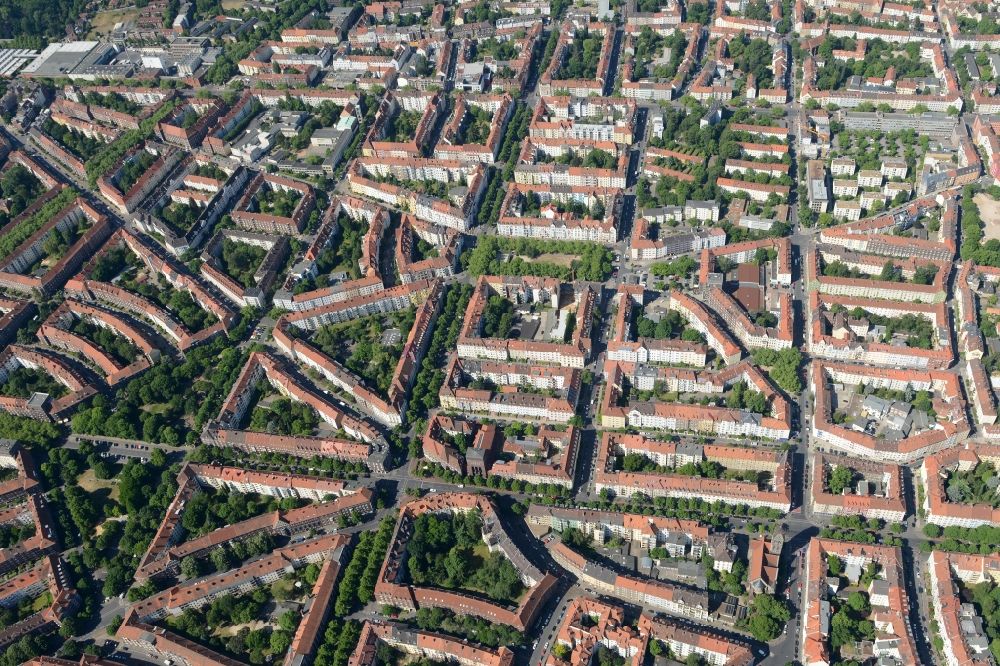 Aerial image Hannover - District Suedstadt in the city in Hannover in the state Lower Saxony, Germany