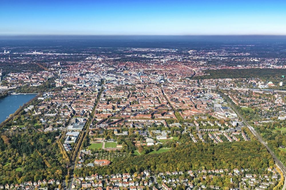 Hannover from above - District Suedstadt in the city in Hannover in the state Lower Saxony, Germany