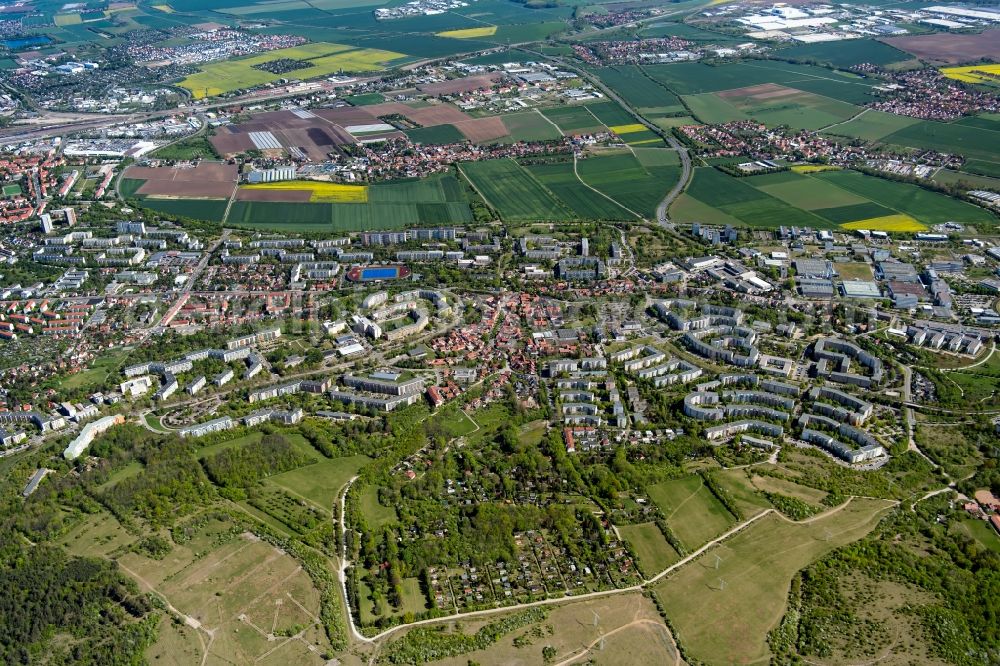 Erfurt from above - City view in the urban area of a??a??the southwestern suburb in the district Melchendorf in Erfurt in the state Thuringia, Germany
