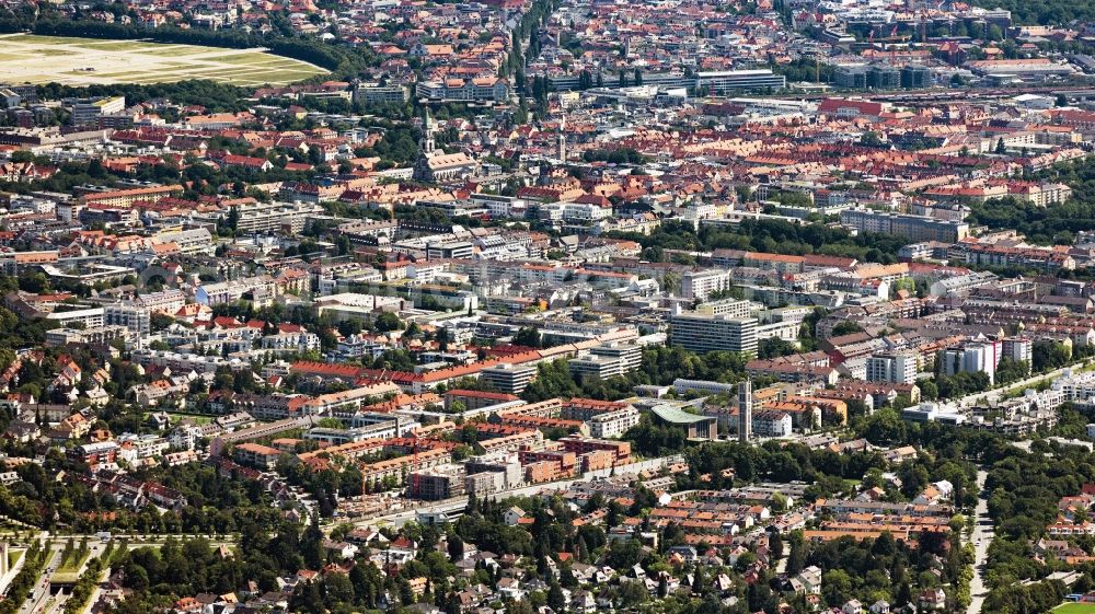 Aerial photograph München - District Sendling in the city in Munich in the state Bavaria, Germany