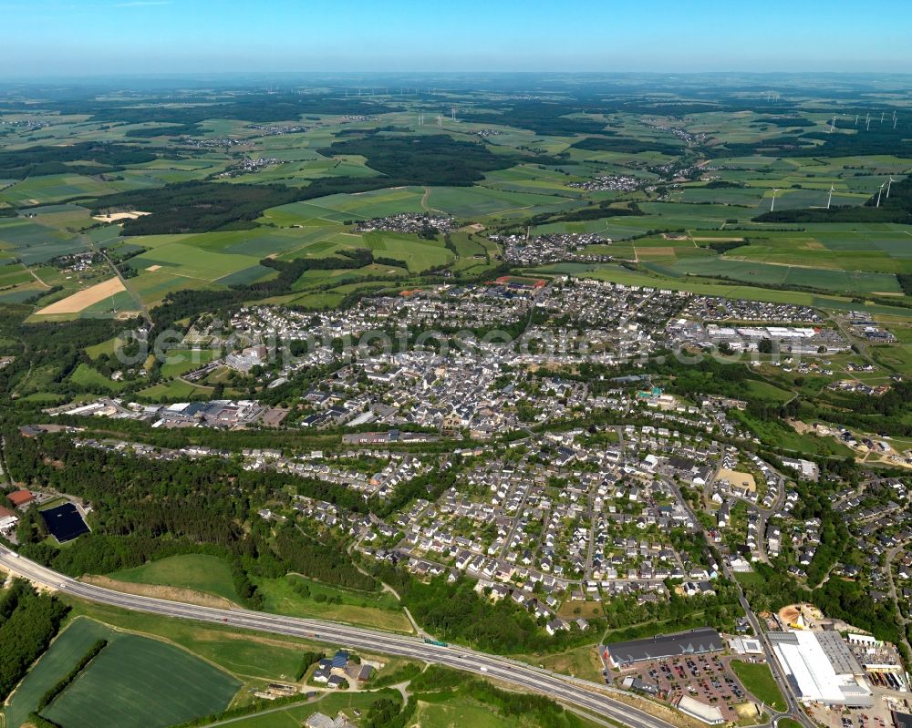 Aerial image Simmern (Hunsrück) - City view from Simmern (Hunsrueck) in the state Rhineland-Palatinate