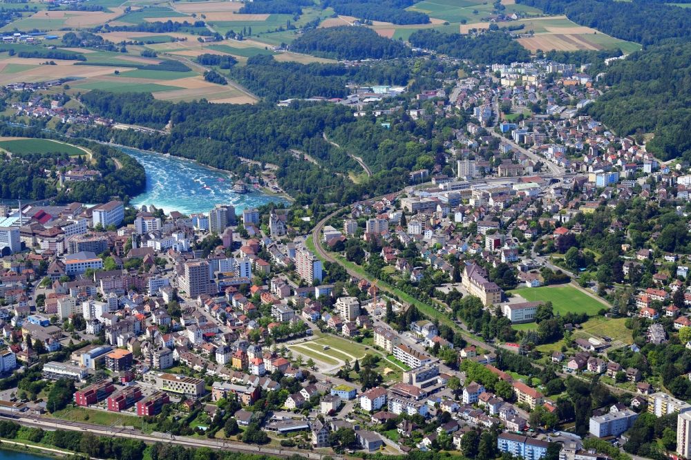 Neuhausen am Rheinfall from the bird's eye view: District in the city in Neuhausen am Rheinfall in the canton Schaffhausen, Switzerland