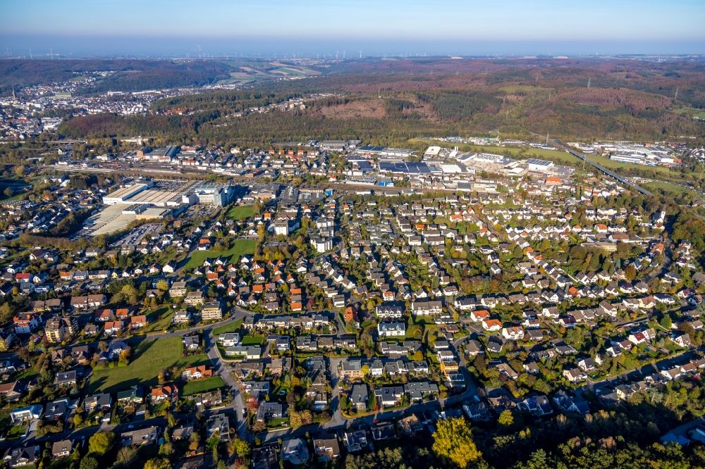 Arnsberg from above - District in the city in the district Huesten in Arnsberg in the state North Rhine-Westphalia, Germany