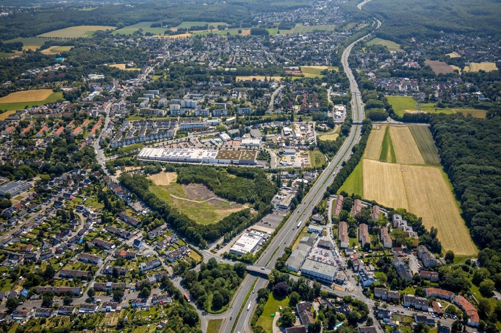 Aerial photograph Dortmund - District along the federal street 54 in the city in the district Pferdebachtal in Dortmund in the state North Rhine-Westphalia, Germany