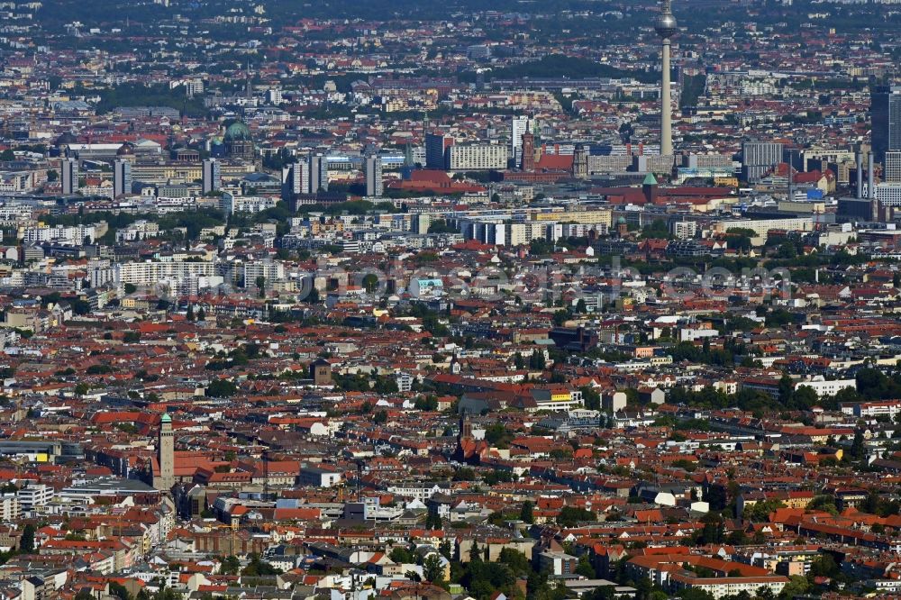 Aerial image Berlin - District Karl-Marx-Strasse - Sonnenallee in the city in the district Neukoelln in Berlin, Germany