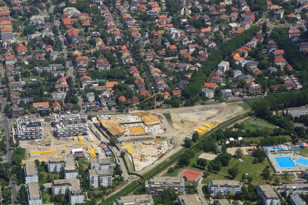 Aerial image Budapest - District Alsorakos with new buildings in the region XIV. keruelet in Budapest in Hungary