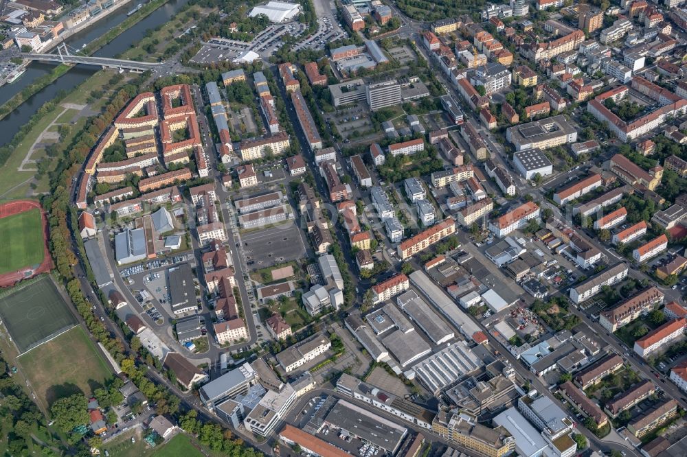 Würzburg from the bird's eye view: City view in the district of Zellerau in the urban area of a??a??Wuerzburg in the state Bavaria, Germany