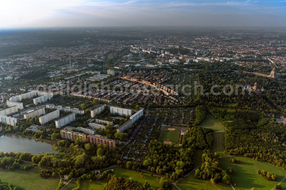 Leipzig from above - City view of the districts Loessnig and Marienbrunn in the district Loessnig in Leipzig in the state Saxony, Germany