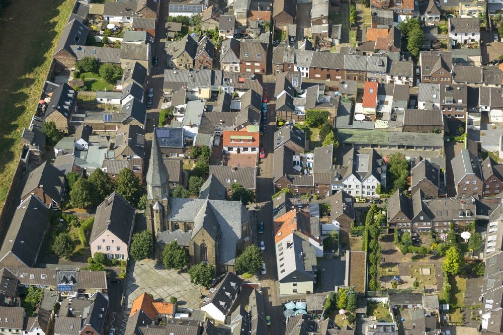 Aerial image Dormagen - City view from the town center of historic fortress in Dormagen in North Rhine-Westphalia