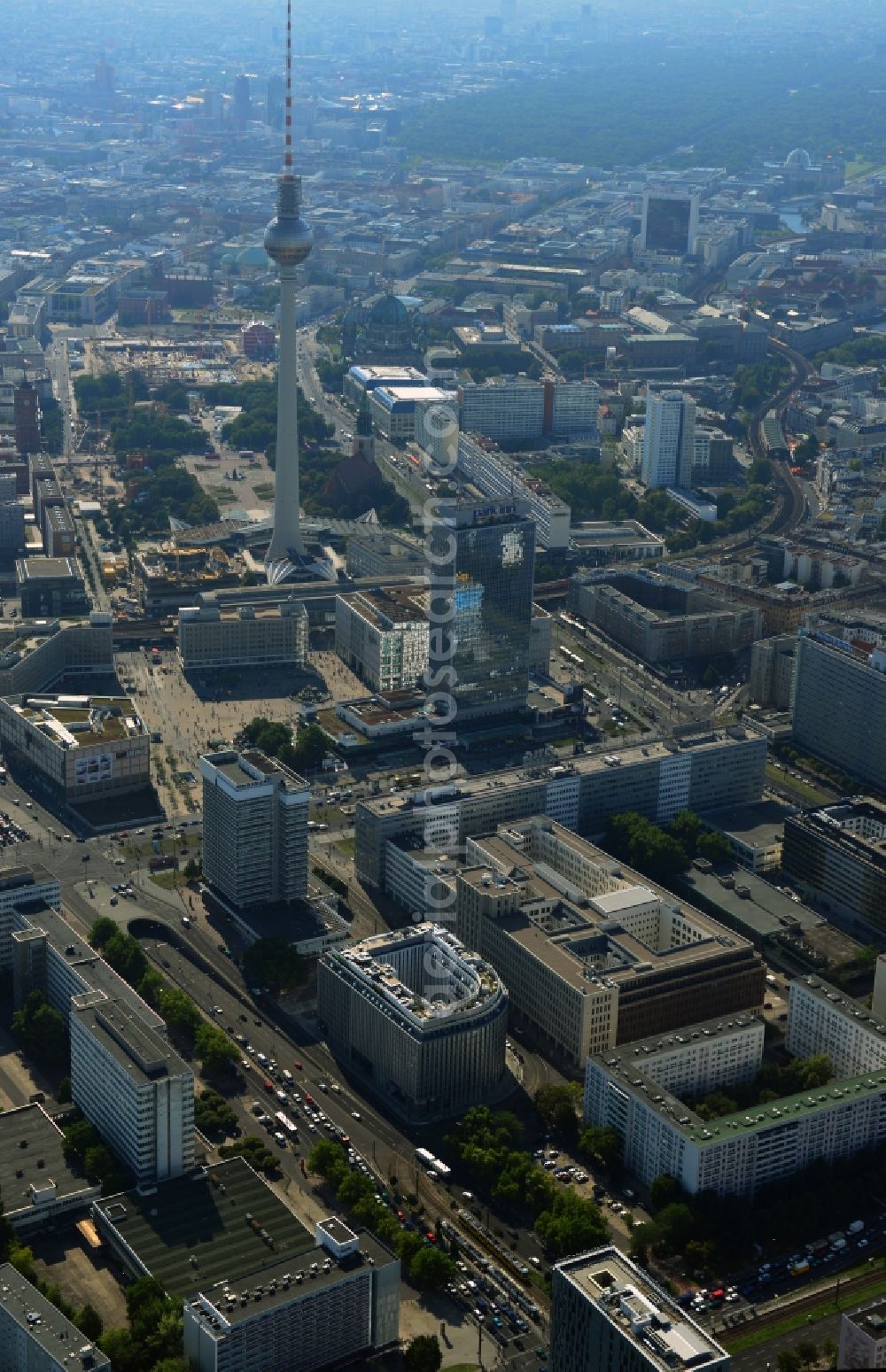 Berlin from above - City view from the town center east at Alexanderplatz in Mitte district of Berlin