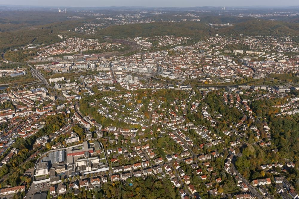 Aerial image Saarbrücken - City view of the city center and the city center of Saarbrücken in Saarland
