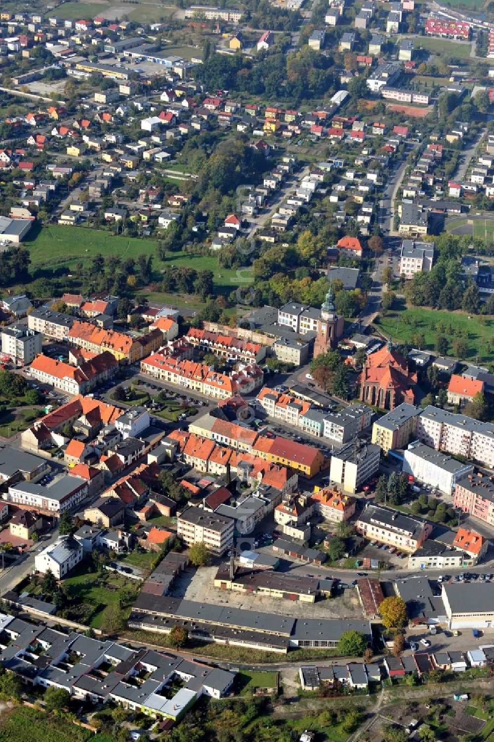 Sycow from the bird's eye view: City view of Sycow in the Lower Silesia