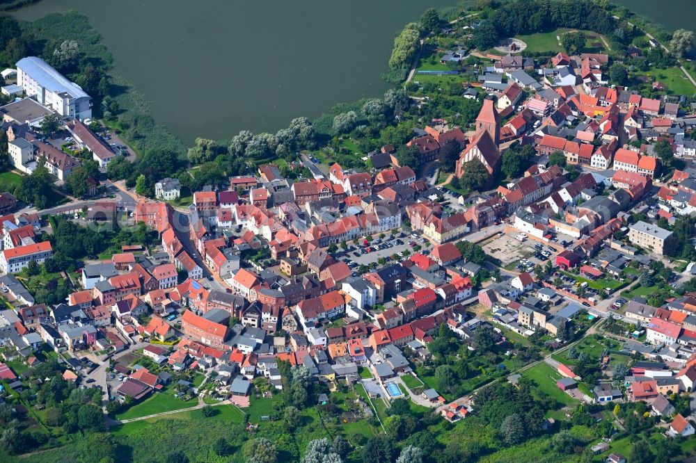 Crivitz from the bird's eye view: City view on the Crivitzer lake in Crivitz in the state Mecklenburg - Western Pomerania, Germany