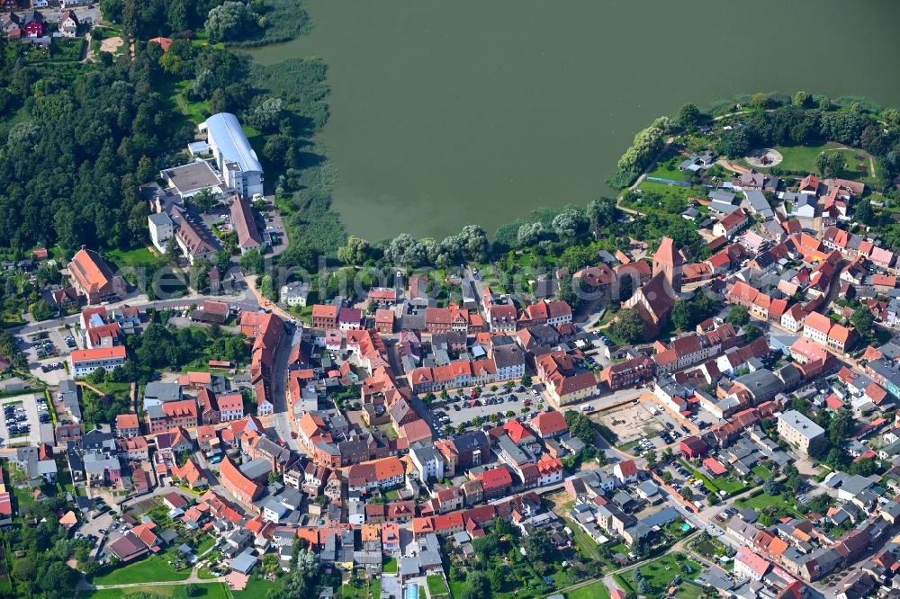 Aerial image Crivitz - City view on the Crivitzer lake in Crivitz in the state Mecklenburg - Western Pomerania, Germany