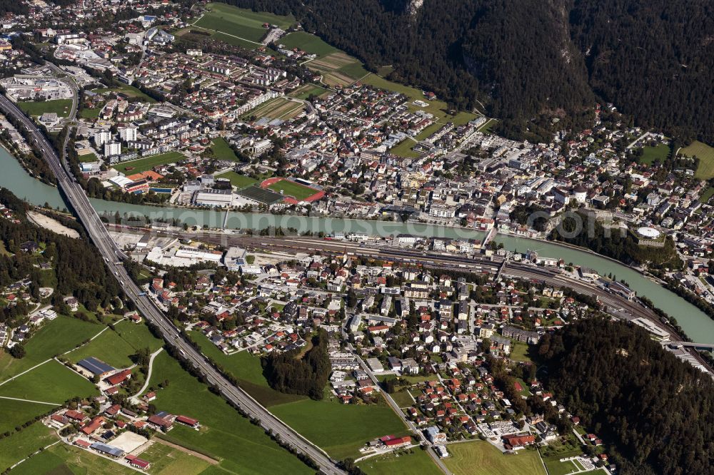 Aerial photograph Kufstein - City view on the river bank of Inn in Kufstein in Tirol, Austria