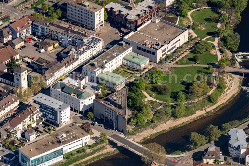 Gaggenau from above - City view on the river bank of Murg in Gaggenau in the state Baden-Wuerttemberg, Germany