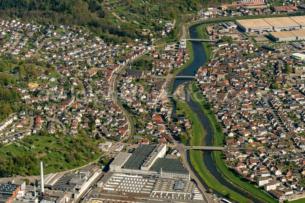 Gaggenau from the bird's eye view: City view on the river bank Murg in Gaggenau in the state Baden-Wuerttemberg, Germany