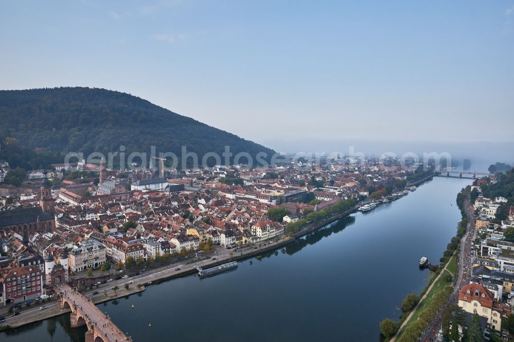 Aerial photograph Heidelberg - City view on the river bank of the river Neckar in Heidelberg in the state Baden-Wurttemberg, Germany