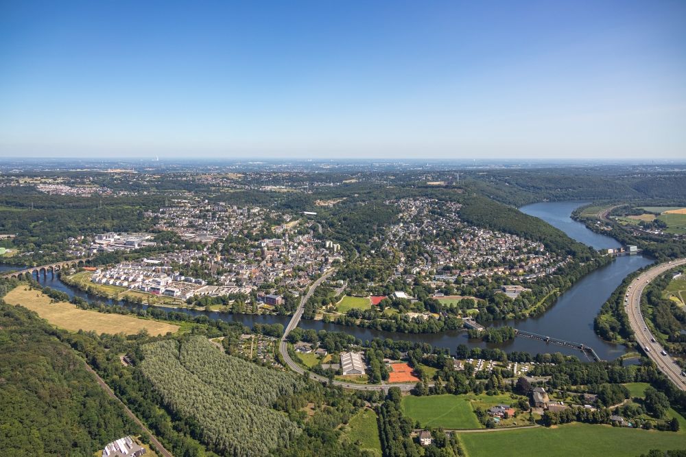 Aerial photograph Herdecke - City view on the river bank the Ruhr in Herdecke in the state North Rhine-Westphalia, Germany