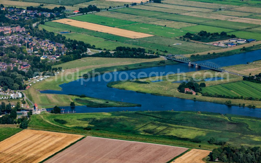 Friedrichstadt from above - City view on the river bank between Treene and Eider in Friedrichstadt in the state Schleswig-Holstein, Germany