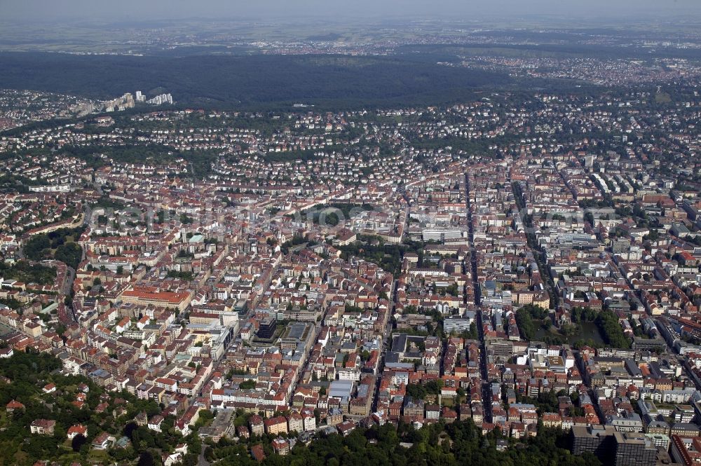 Aerial image Stuttgart - Cityscape of residential areas on the lake of fire in Stuttgart West in the state of Baden-Wuerttemberg