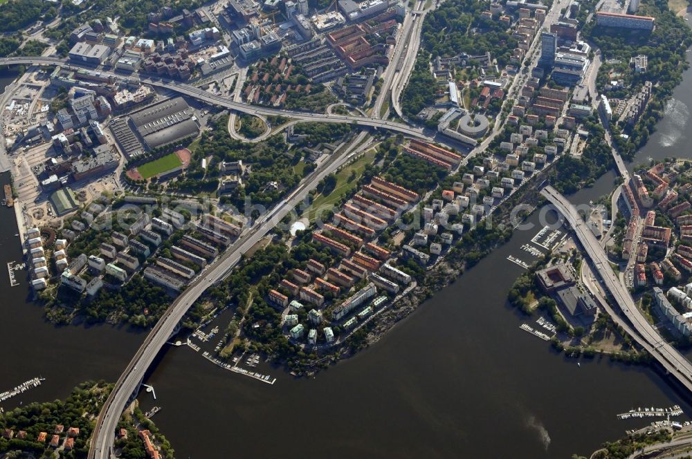 Aerial image Stockholm - Cityscape with the residential areas in the district Fredhäll in Stockholm, capital of Sweden