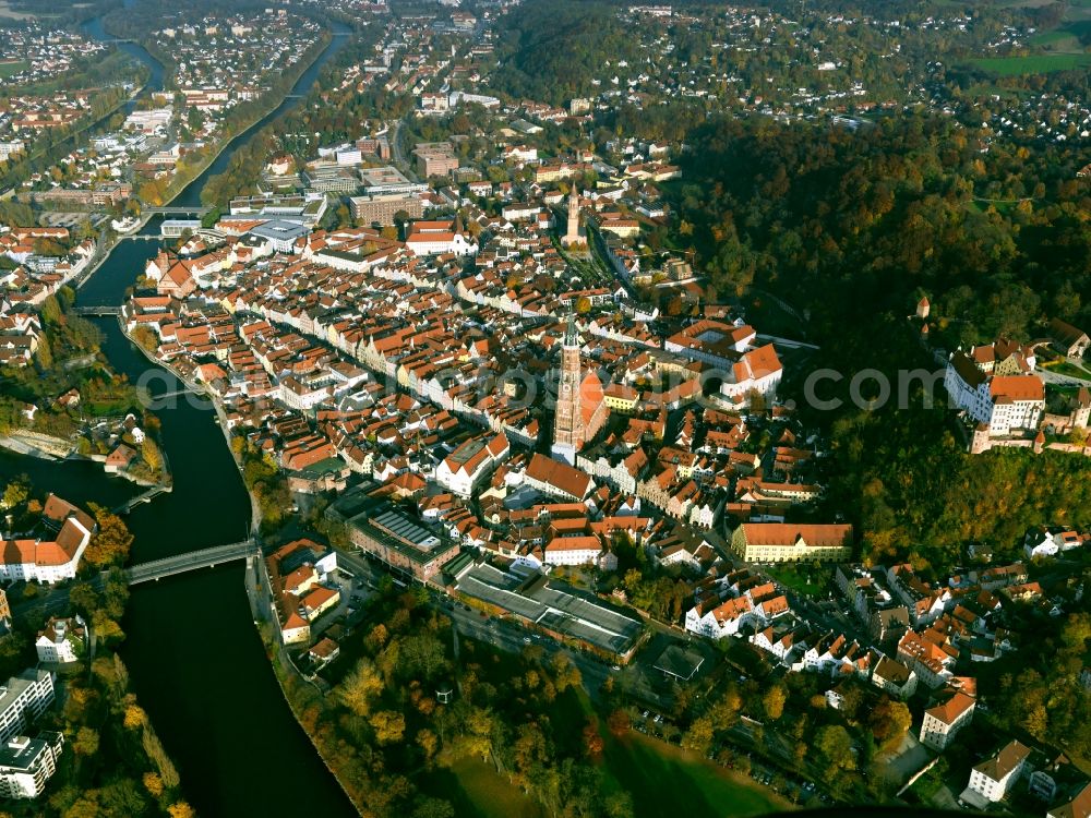 Aerial image Landshut - City view from the center of the city of Landshut in Bavaria