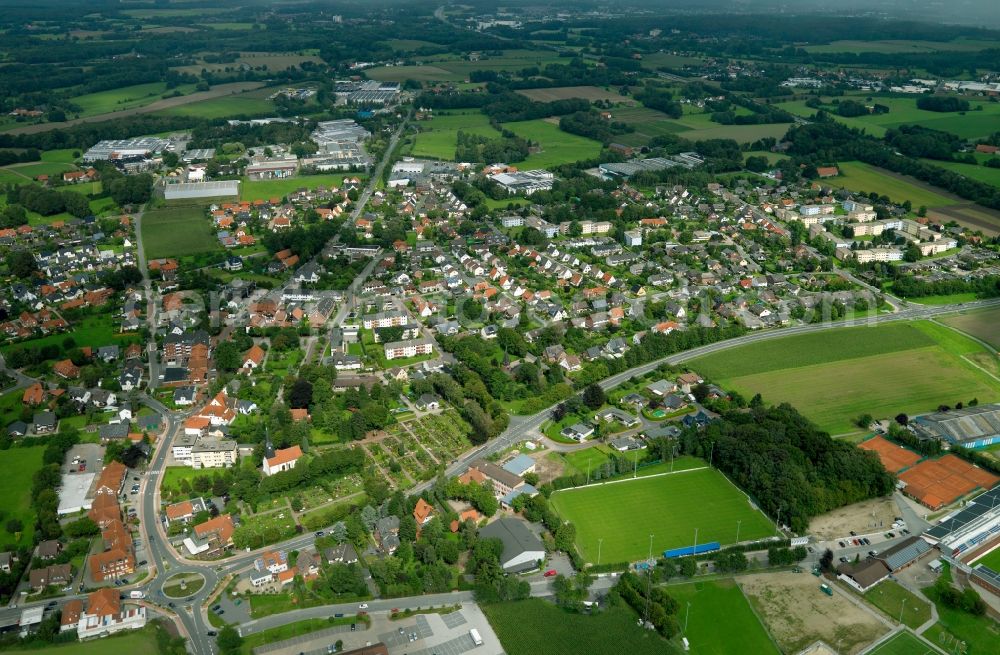 Aerial image Lotte - City view from the town center Lotte (Westphalia) in the state of North Rhine-Westphalia