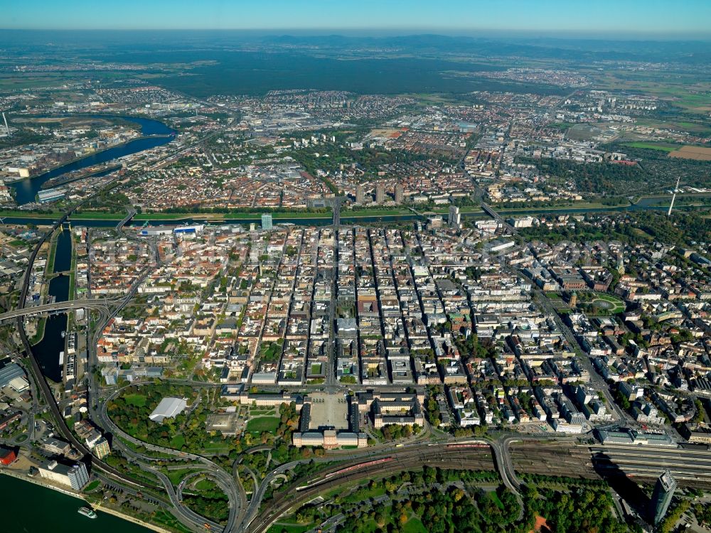 Mannheim from above - City view from the center of the city of Mannheim in Baden-Württemberg