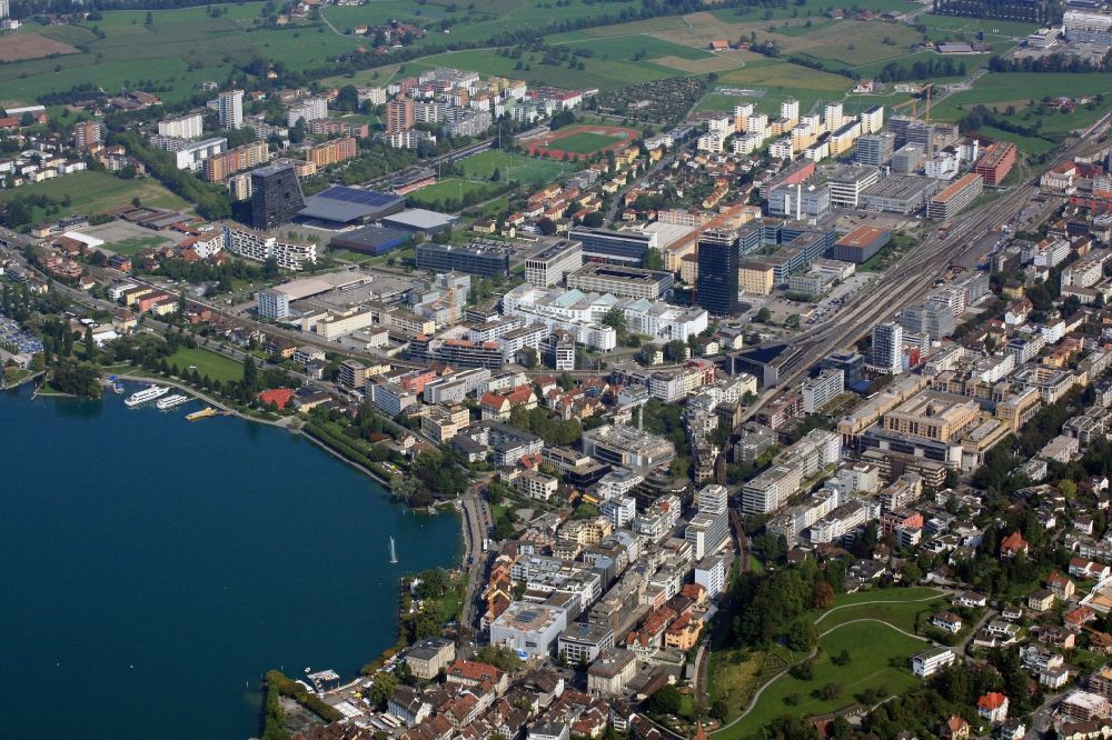 Aerial image Zug - The city Zug in Switzerland at Lake Zug in central Switzerland is known as a business-friendly locations with low tax burden