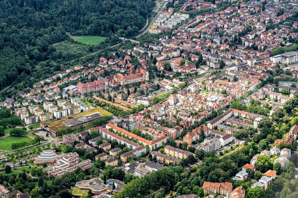 Wiehre from the bird's eye view: Old Town area and city center Freiburg in Wiehre in the state Baden-Wurttemberg, Germany