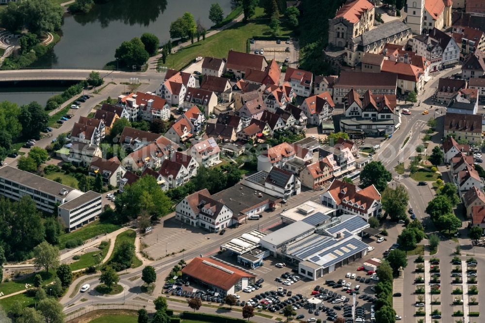 Aerial image Sigmaringen - Old Town area and city center in Sigmaringen in the state Baden-Wuerttemberg, Germany
