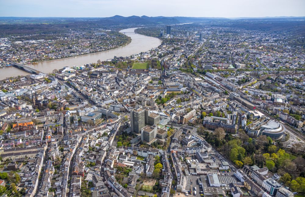Aerial image Bonn - City area with outside districts and inner city area in Bonn in the state North Rhine-Westphalia, Germany
