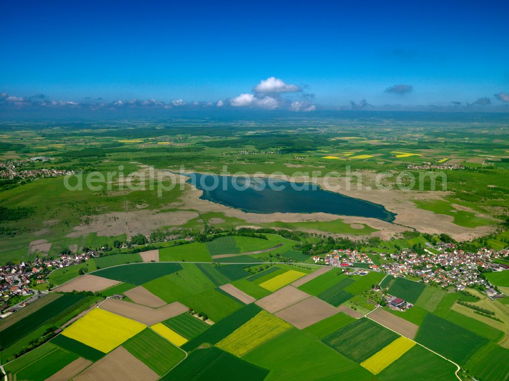 Bad Buchau from the bird's eye view: Urban area with outskirts and inner city area on the edge of agricultural fields and arable land in Bad Buchau in the state Baden-Wuerttemberg, Germany