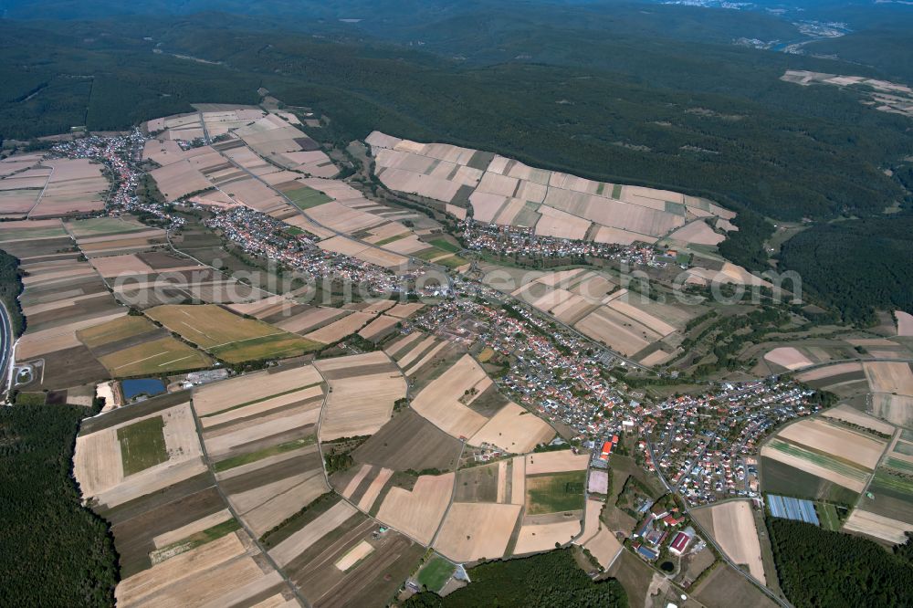 Oberndorf from above - Urban area with outskirts and inner city area on the edge of agricultural fields and arable land in Oberndorf in the state Bavaria, Germany